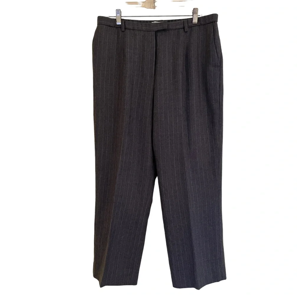 Pendleton Vintage Grey with Tan Pinstripe Virgin Wool Trouser 14